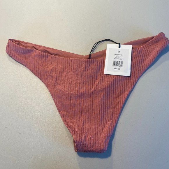 ONIA 2-PIECE BIKINI SWIM SUIT SHIMMER RIB DUSTY ROSE WOMENS M/L - Picture 5 of 8